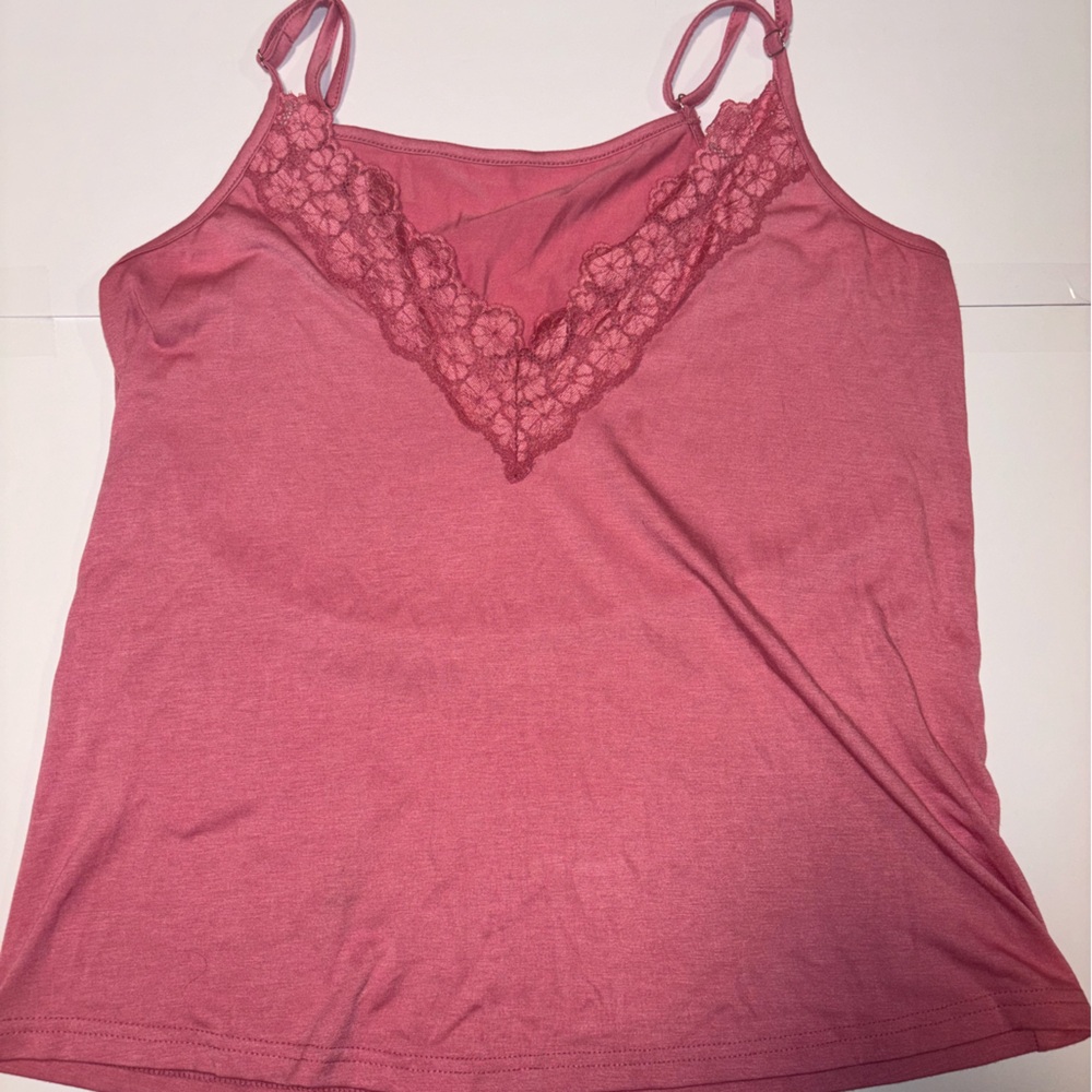 Pink Lace Trim Camisole
